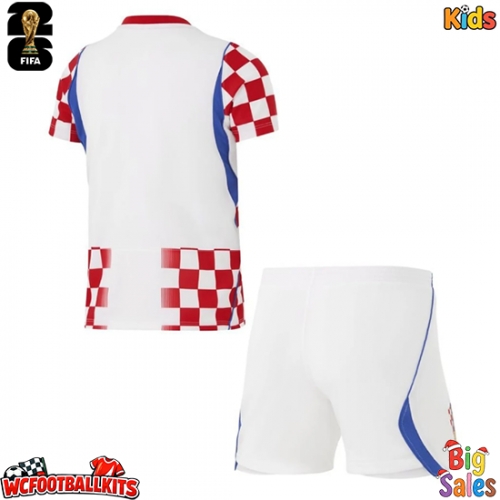 Croatia Replica Home Stadium Kit for Kids World Cup 2026 Short Sleeve (+ pants)